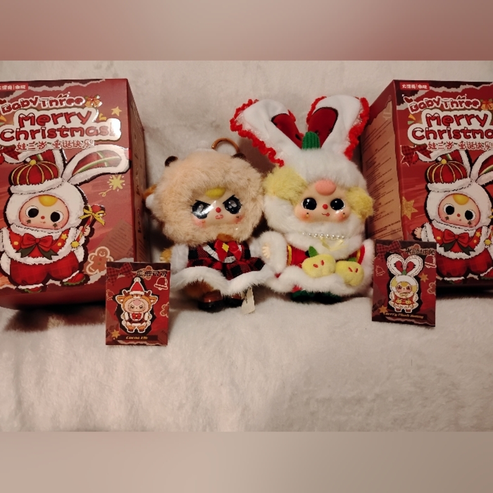(2)Baby Three Merry Christmas Bundle "Berry Plush Bunny"&"Cocoa Elf"